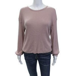 Splendid Women's Long Sleeves Ribbed Pullover Sweater Mauve Size M